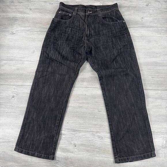 Southpole Other - VTG Southpole Jeans Mens 32x30 Black Wide Leg Baggy Whiskered Street Skate EUC